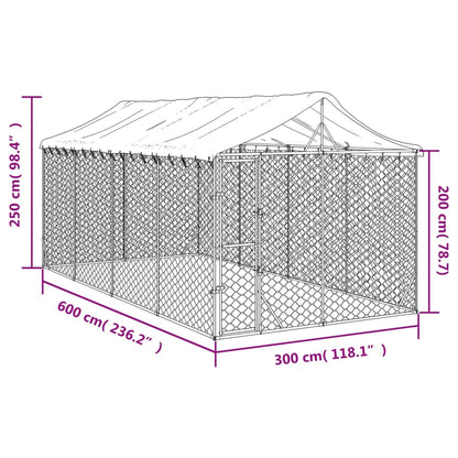 NNEVL Outdoor Dog Kennel with Roof Silver 3x6x2.5 m Galvanised Steel